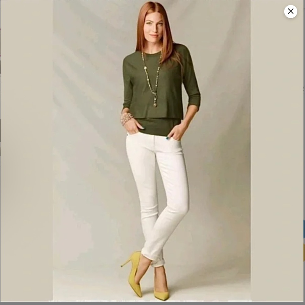 CAbi Green Twofer Pullover #5461 Cropped Sweater Sz L